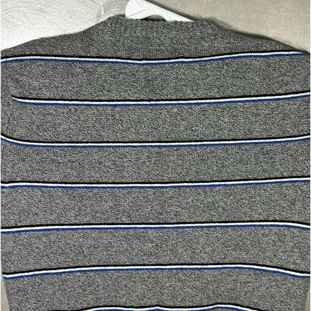 American Eagle Outfitters Sweater Men's Pullover Crew Neck‎ Gray Blue Stripes